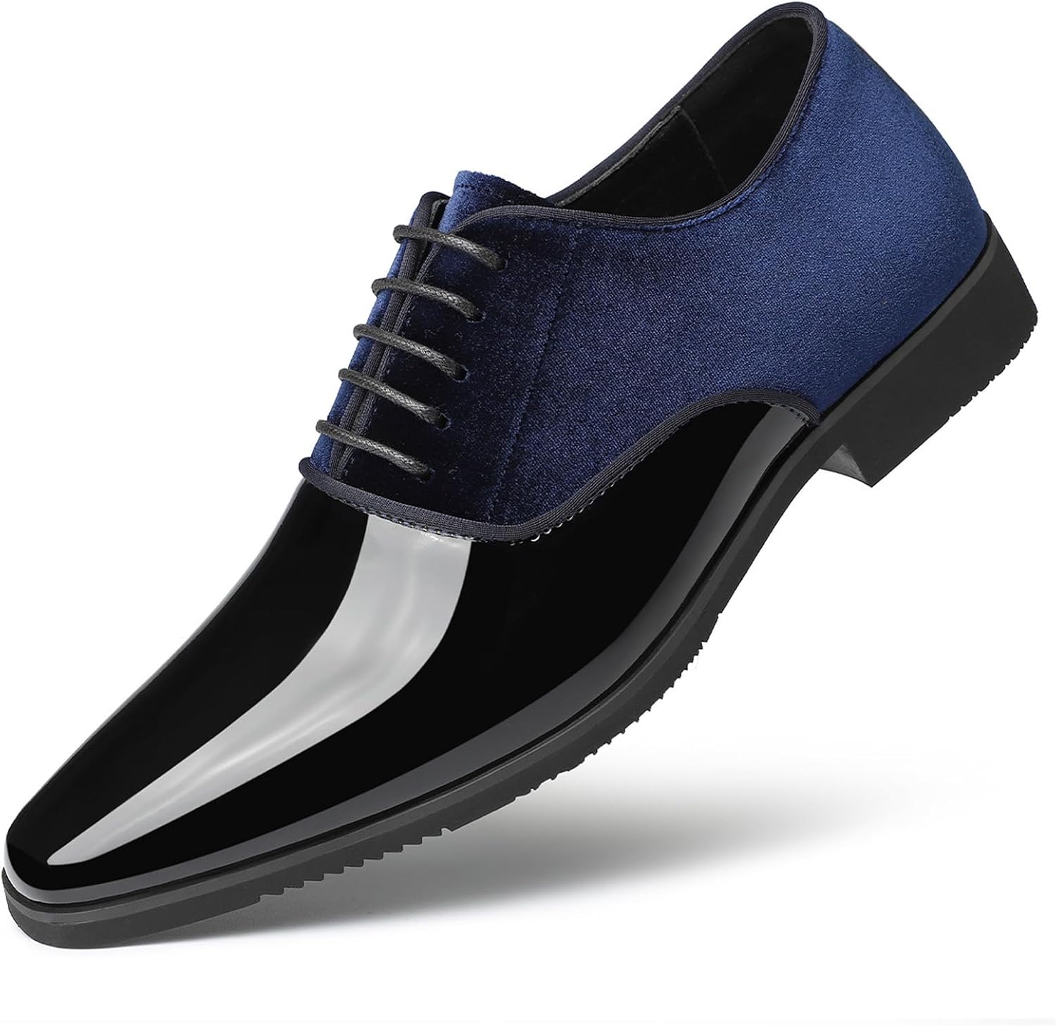 

Мужские туфли оксфорды из искусственной лакированной замши, низкие, с заостренным носком, на шнуровке, модные, на низком каблуке, для деловой работы, свадьбы и бала Yherohg, черный