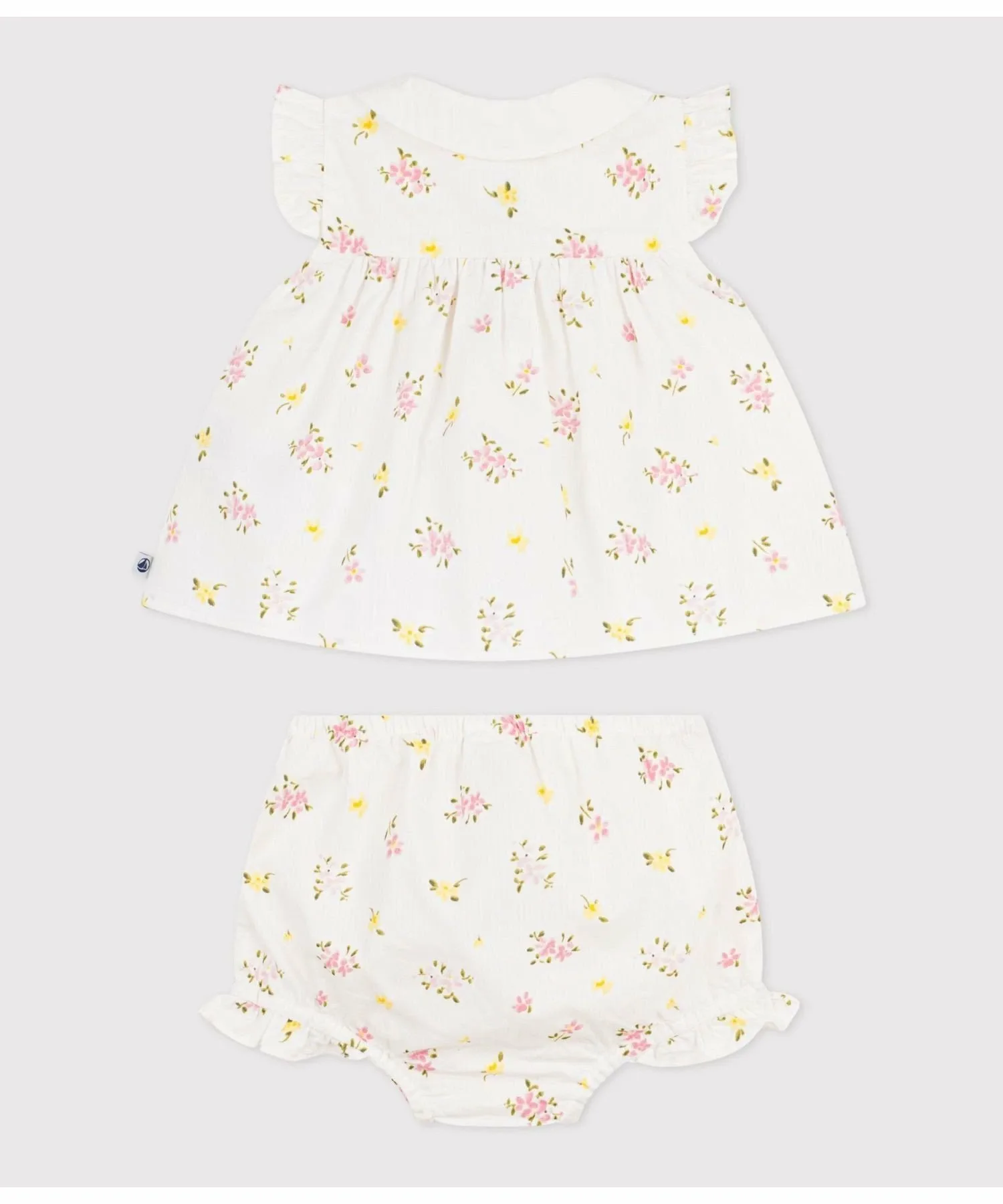 Детский комплект из двух предметов с цветочным принтом PETIT BATEAU, Off-white/multicolor — фото 3