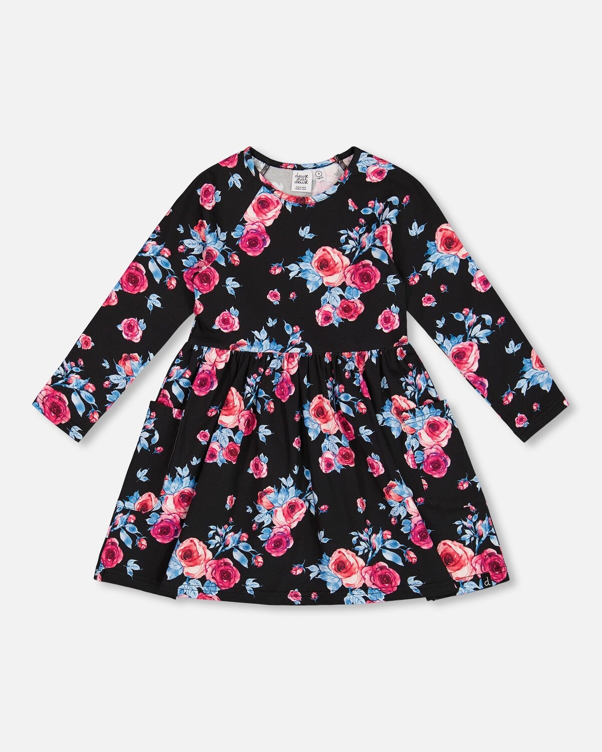 

Платье с розами и карманами с принтом, черное Deux par Deux, цвет Black Printed Roses