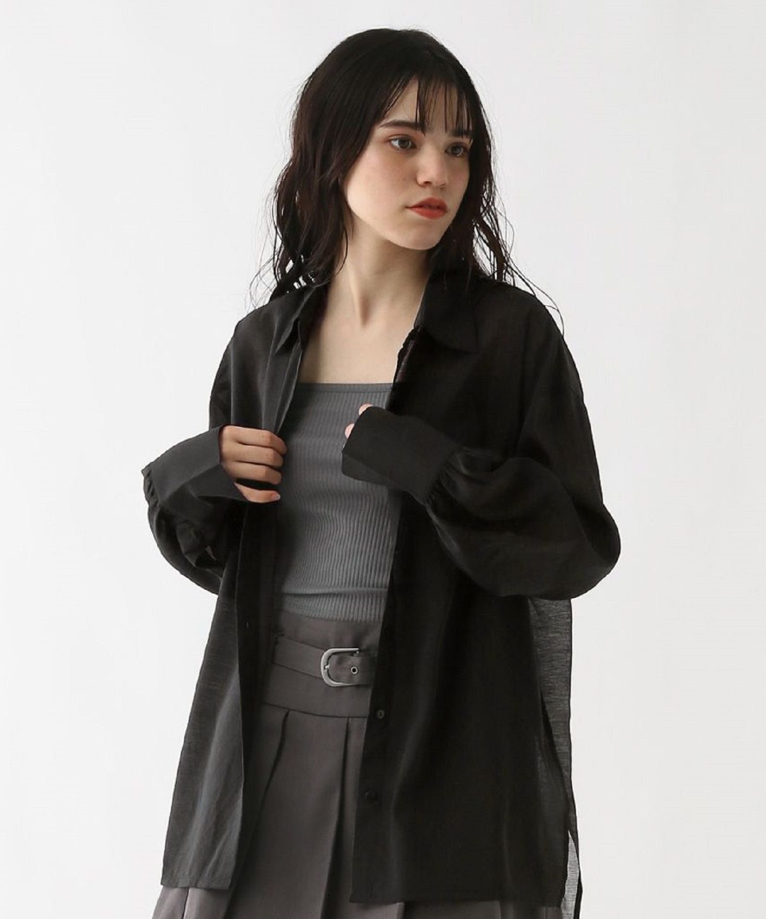 Свободный комплект из рубашки и майки / И ЛЮБОЙ ДРУГОЙ / 284512 GLOBAL WORK, Black (Charcoal) 09
