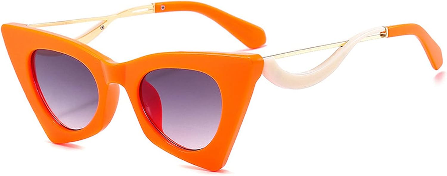 

Модные уникальные солнцезащитные очки «кошачий глаз» для женщин, ретро-очки, яркие очки с защитой от УФ-излучения UV400 для мужчин, оправа конфетных цветов COTIA, Orange