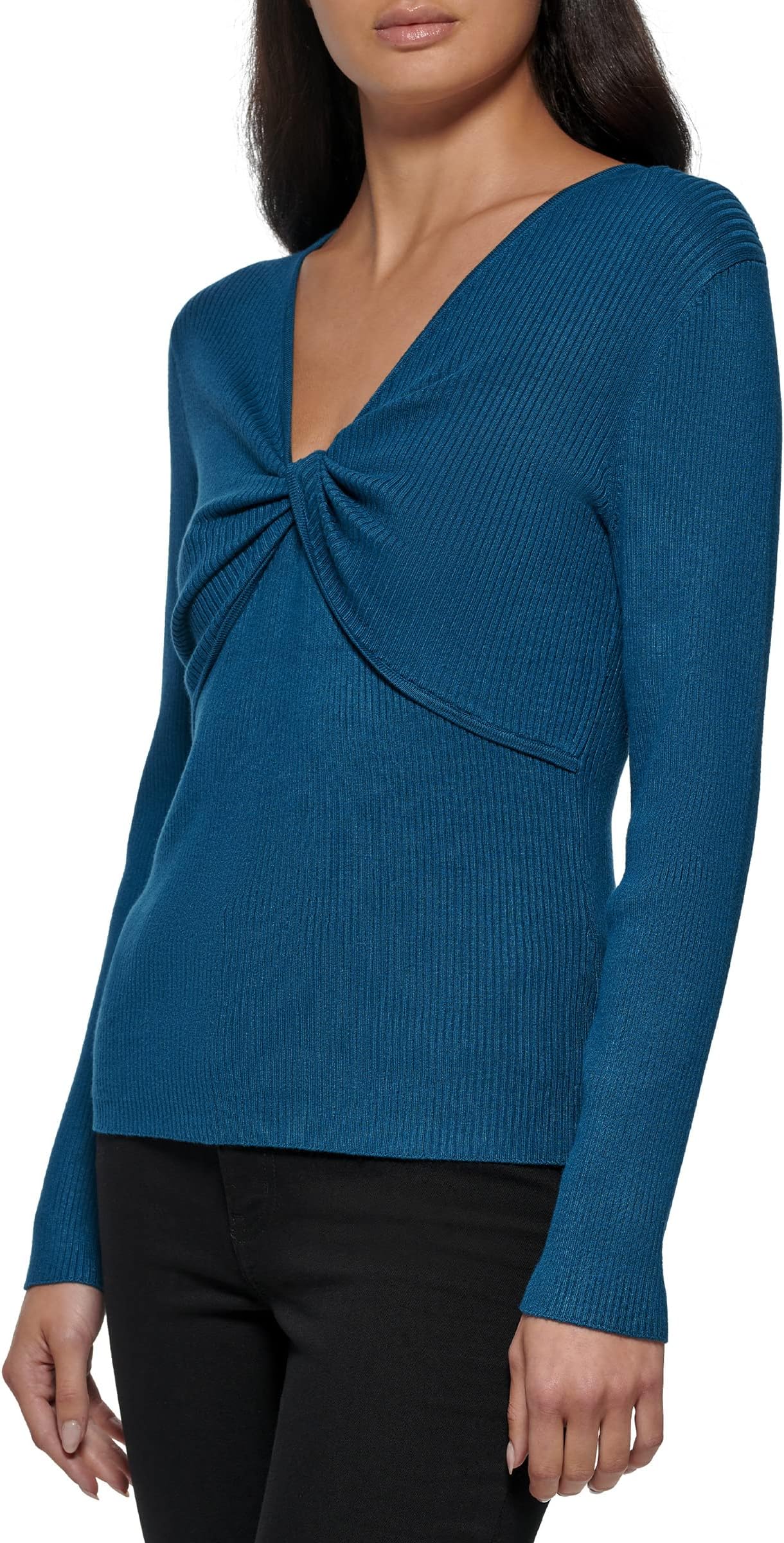 

Топ Calvin Klein Long Sleeve V-Neck with Twist Detail, цвет Cypress