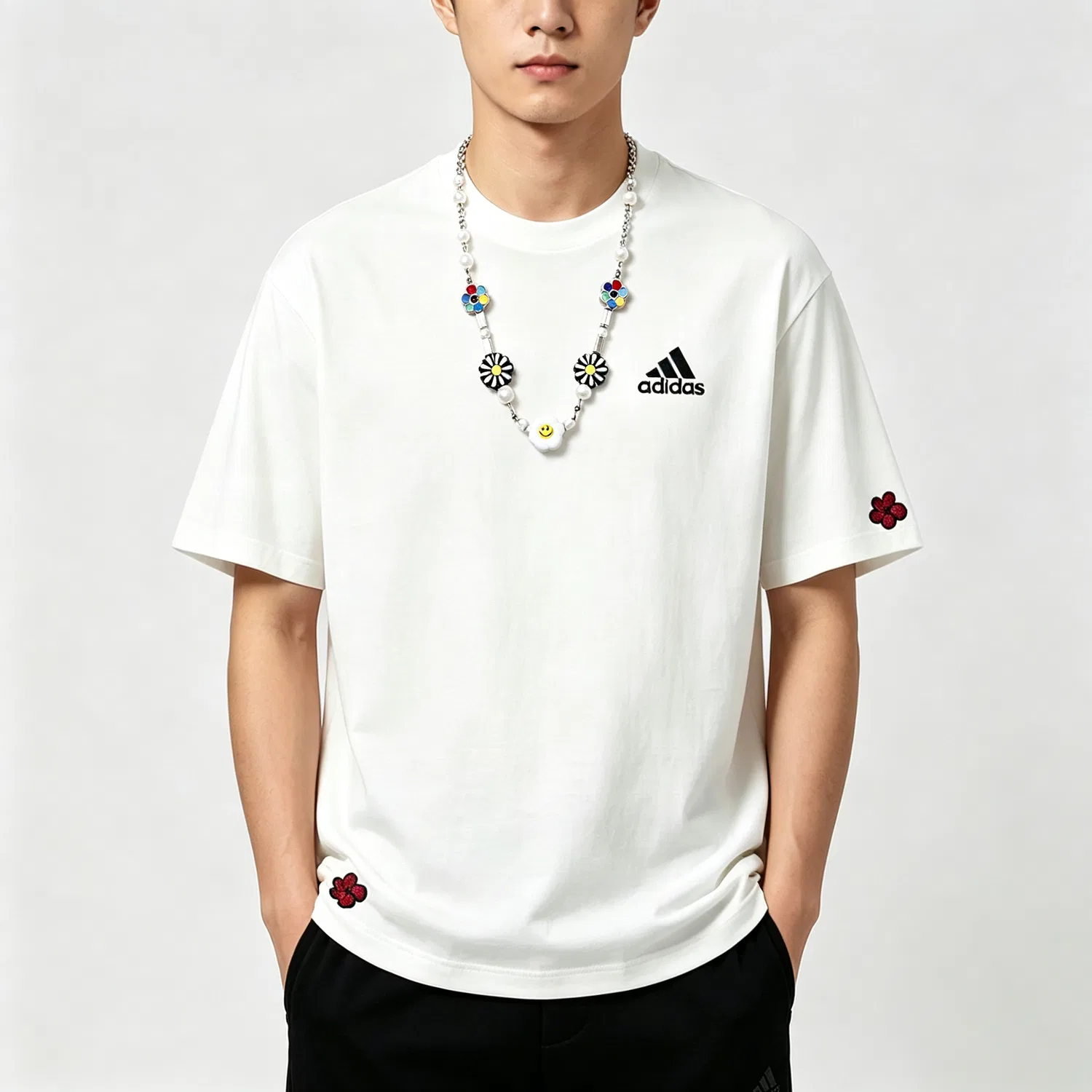Футболка Adidas MUST HAVES с вышивкой белая — фото 4