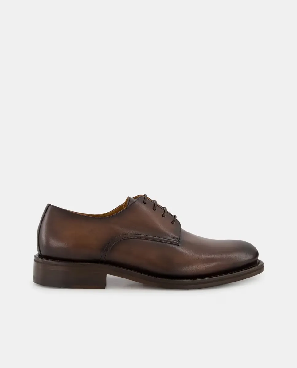 

Мужские гладкие туфли на шнуровке из кожи Goodyear Emidio Tucci, темно-коричневый