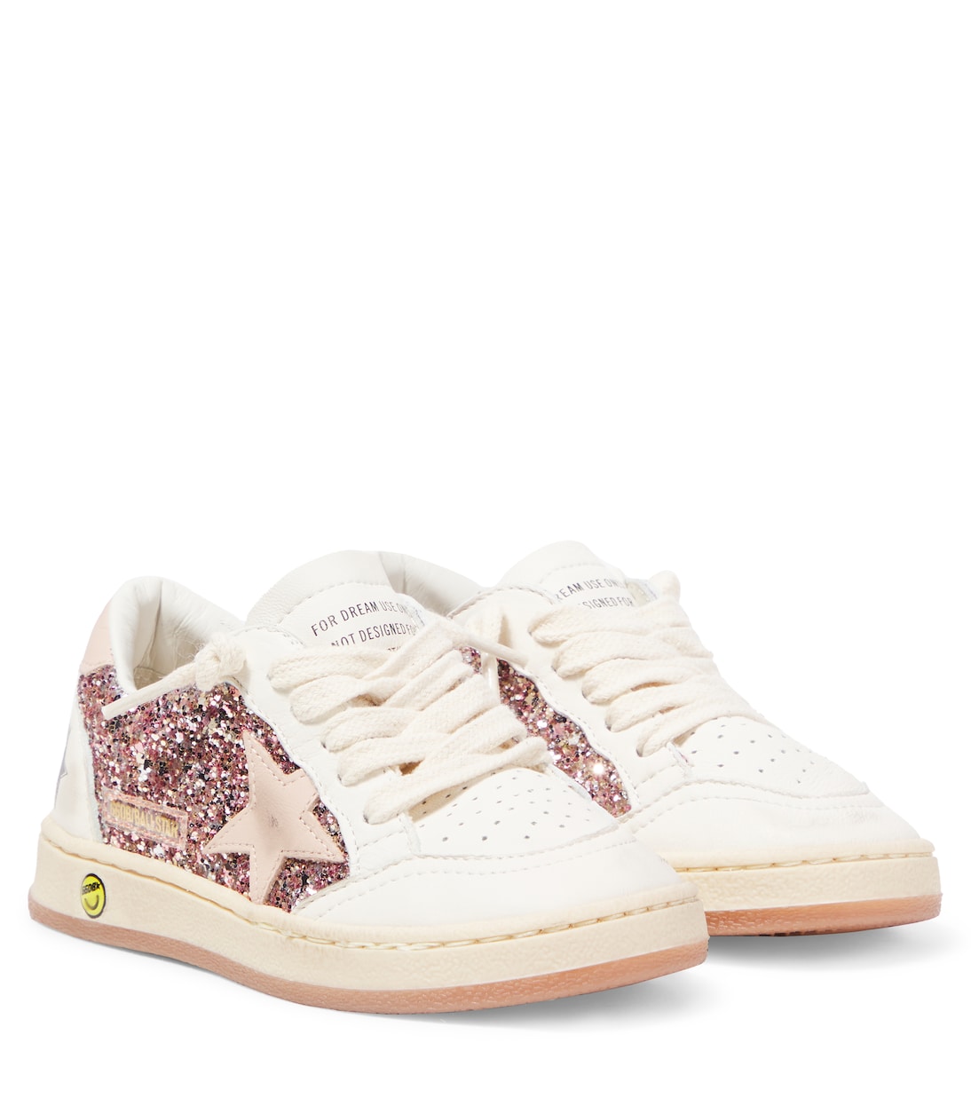 

Кроссовки Ball Star из кожи с блестками Golden Goose Kids, Peach/Beige/White