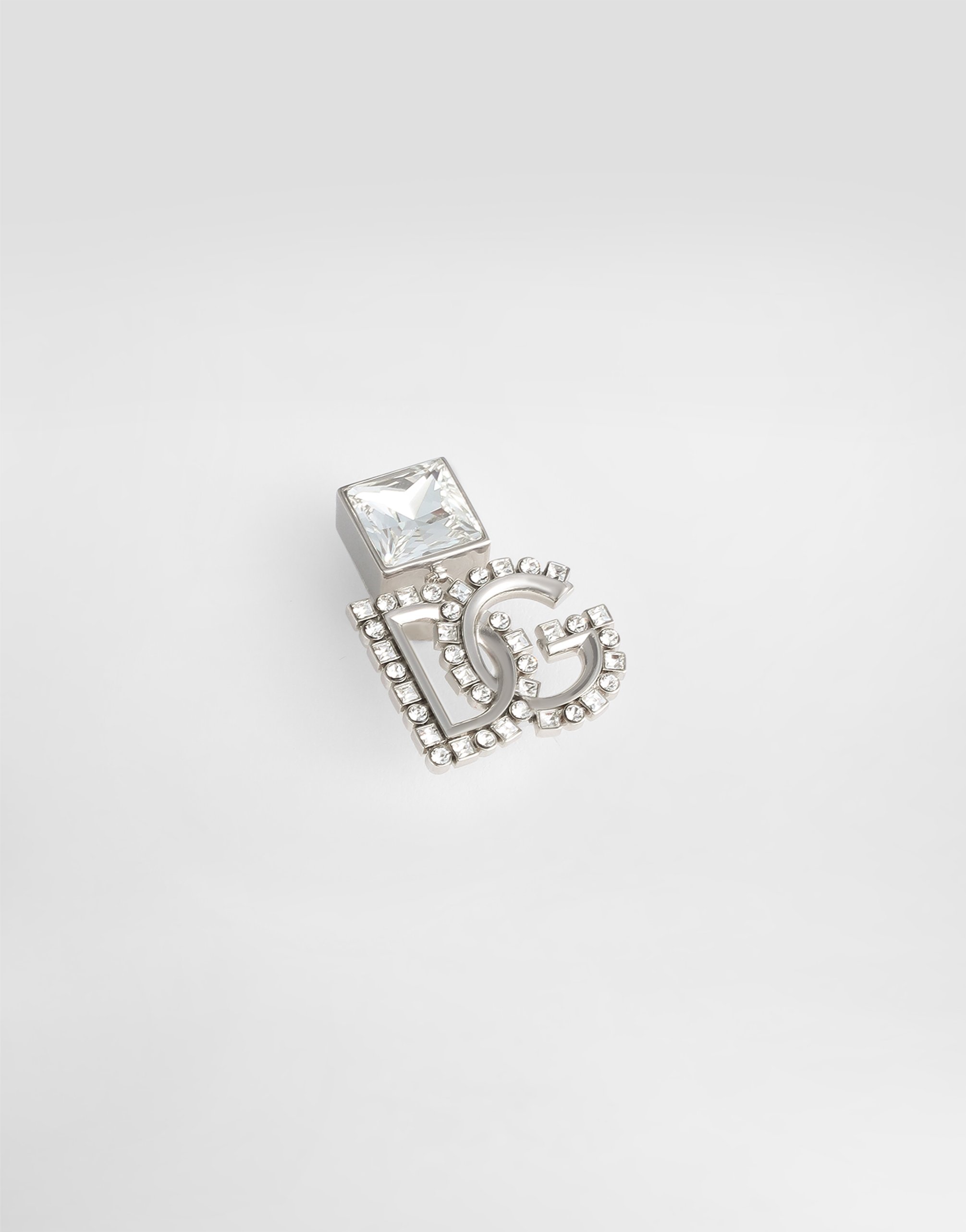 Серьги с кристаллами и логотипом dg Dolce & Gabbana, серебряный — фото 2