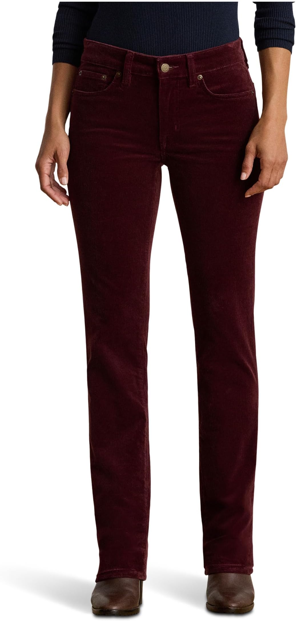 

Брюки Lauren Ralph Lauren Petite Stretch Corduroy Mid-Rise Straight Pant, цвет Dark Garnet