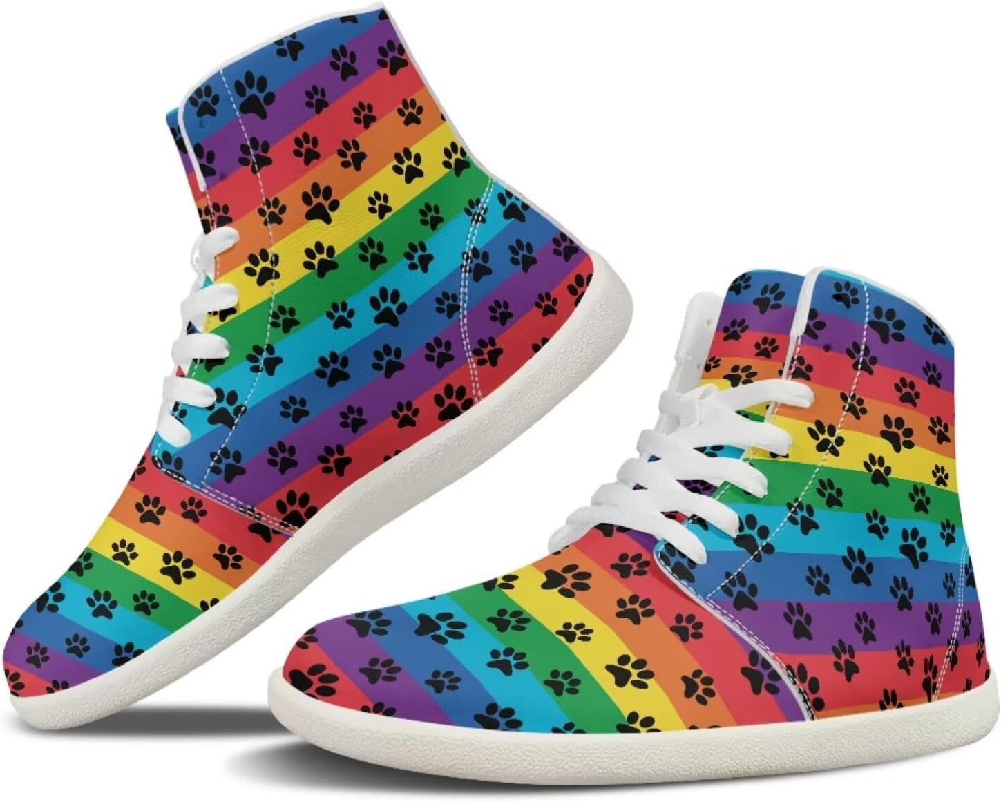 

Мужские кроссовки chaqlin Mid Top, противоскользящие, широкой посадки, минималистичного дизайна, классические модные высокие кеды, шнуровка, стильные повседневные кроссовки для пар, Rainbow Paw