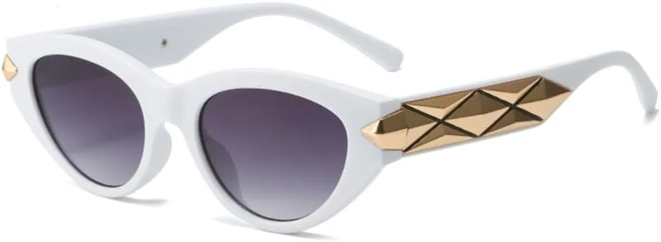 

Винтажные панк-солнцезащитные очки для мужчин и женщин, классические очки «кошачий глаз», ретро-очки для путешествий, солнцезащитные очки UV400 MTZJH, White Gray