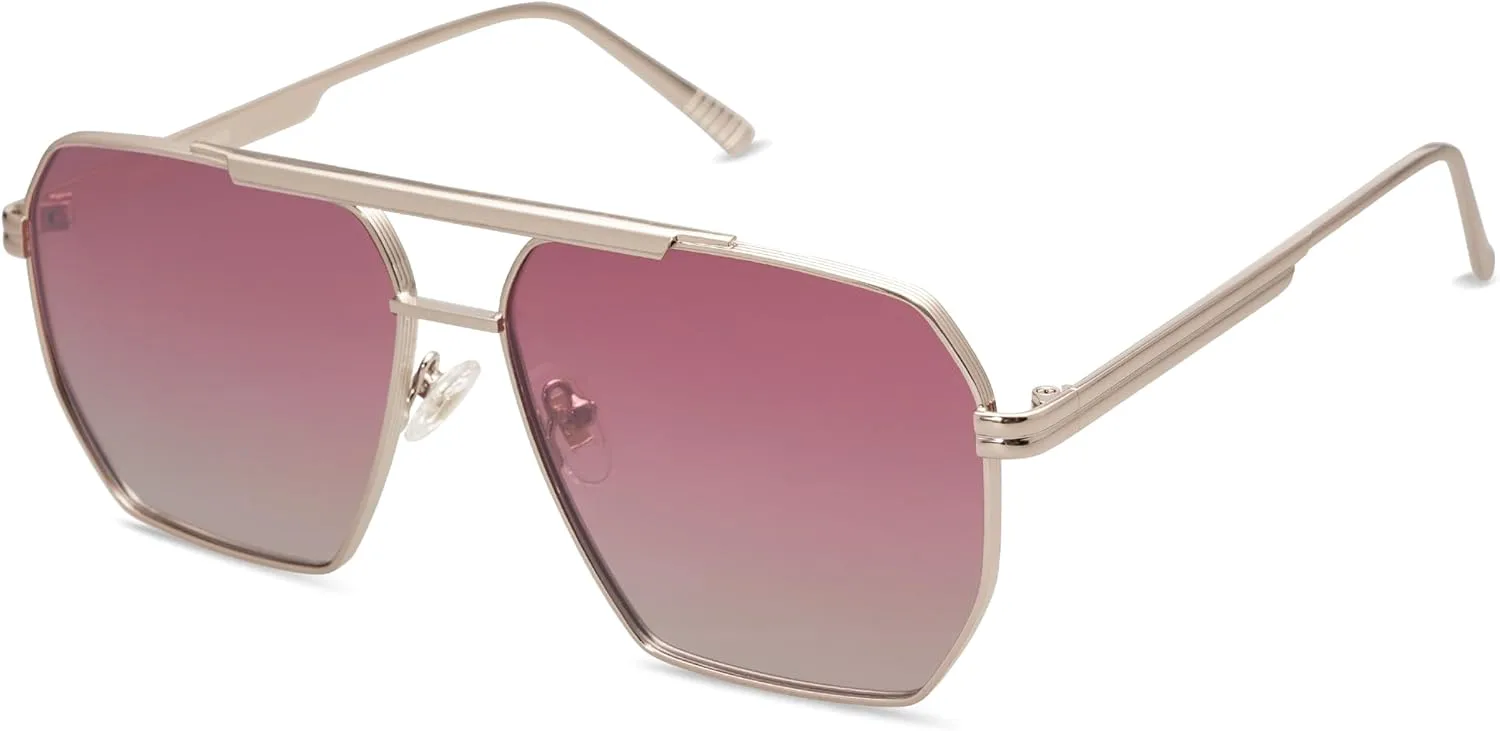 

Солнцезащитные очки SOJOS в стиле ретро, ​​большие квадратные, поляризованные, для женщин и мужчин, винтажные, классические, большие, металлические, Pale Gold