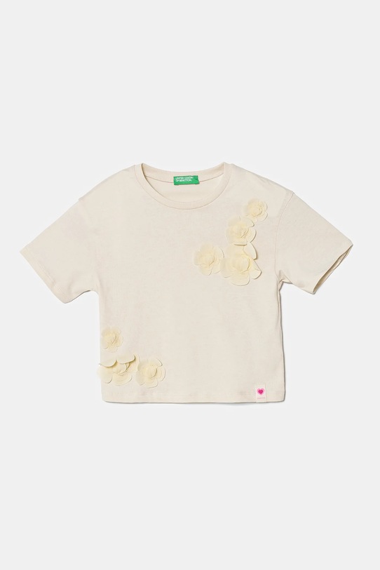 

Детская хлопковая футболка United Colors Of Benetton, бежевый