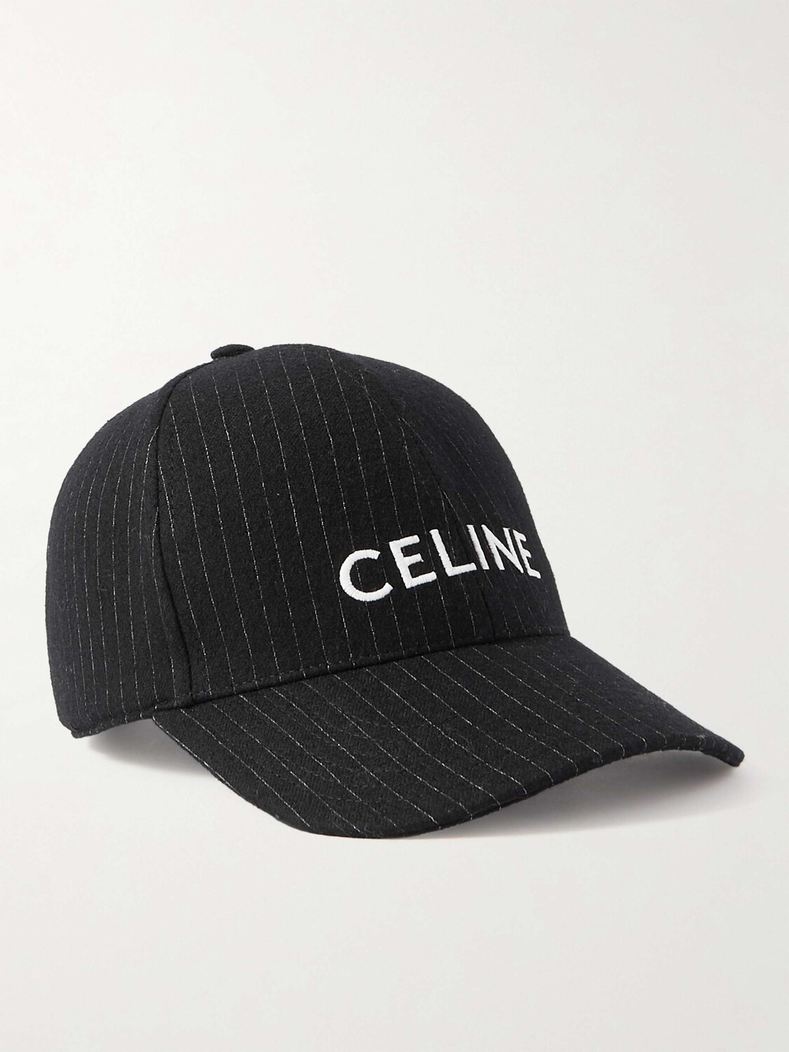 

Шерстяная шапка в тонкую полоску с вышитым логотипом Celine Homme, черный