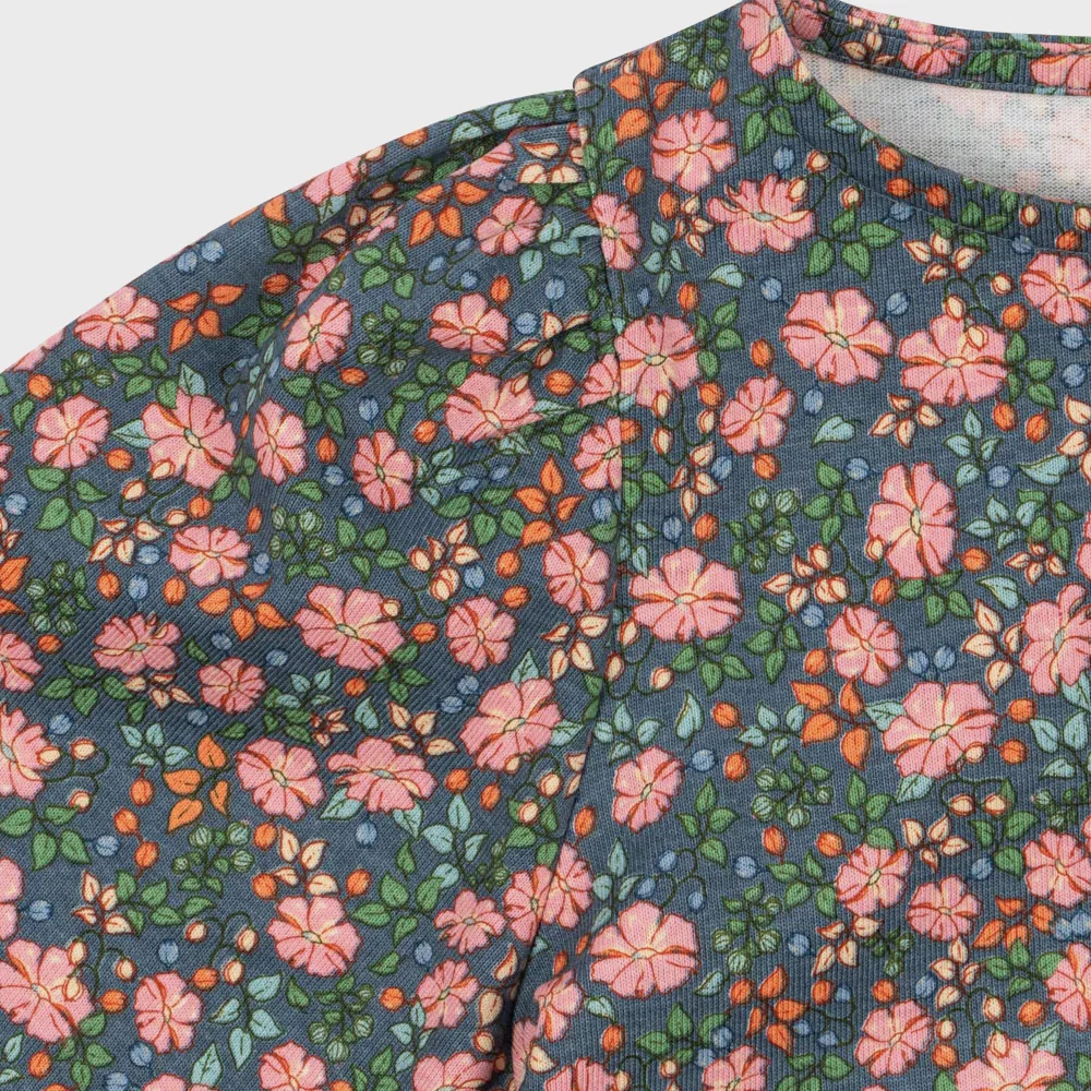 Детская блузка с цветочным принтом и разрезами Draey Floral Slit Blouse Kyoto от Konges Sloejd — фото 4