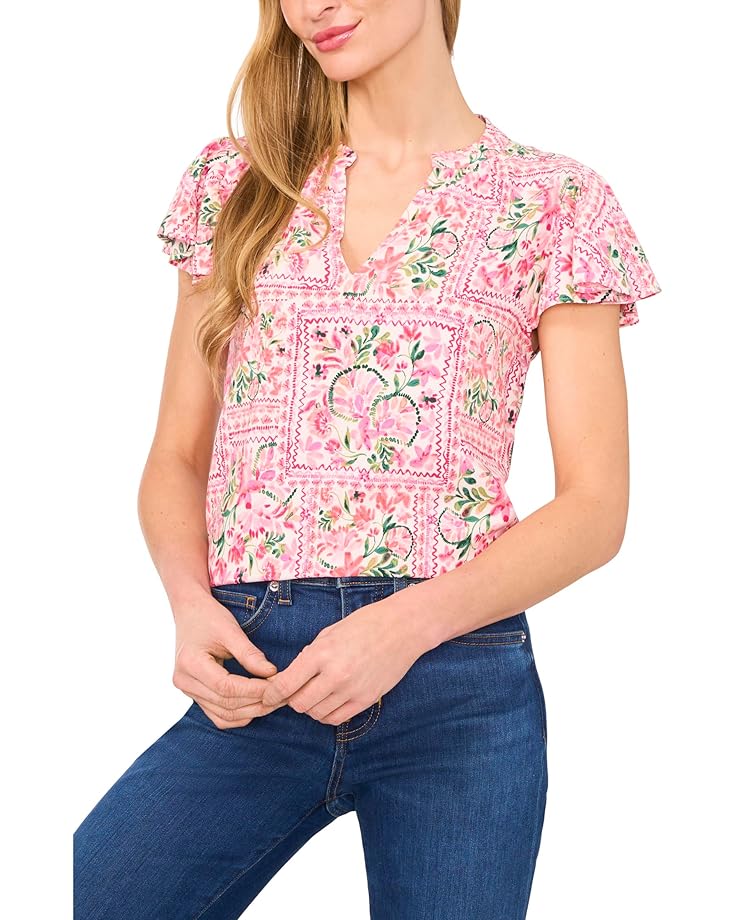 

Блуза CeCe V-Neck Shirred Flutter Sleeve Blouse, цвет New Ivory