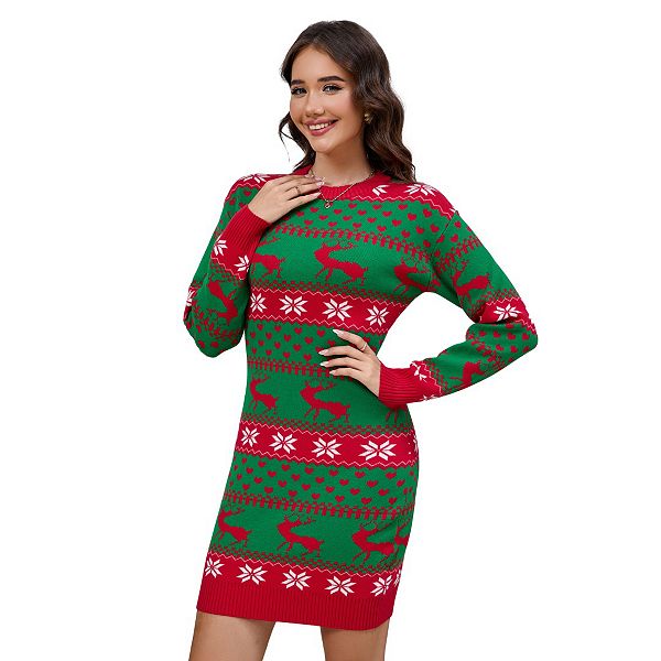

Женский свитер-платье Ugly Christmas с круглым вырезом Yesfashion, Red Green