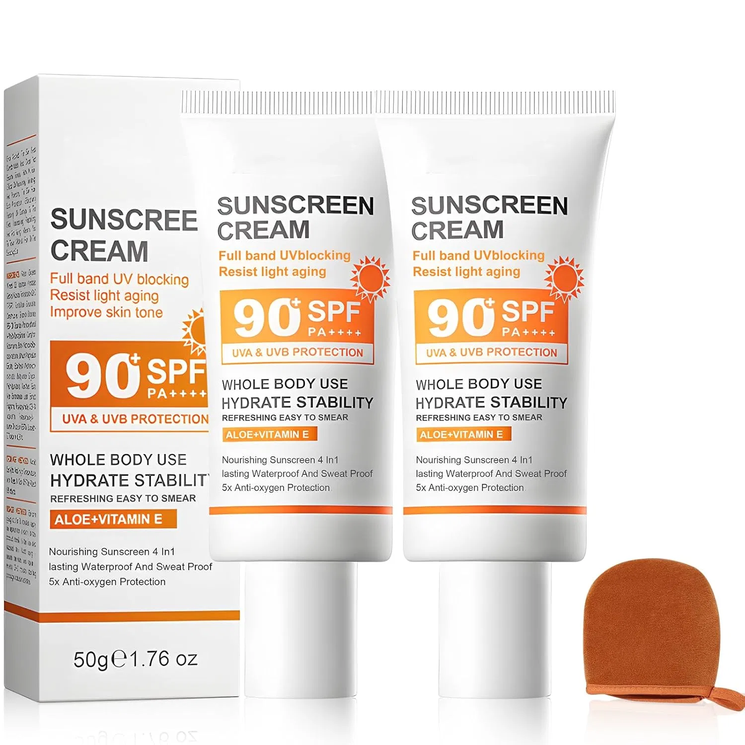Солнцезащитный крем для лица SPF 90, водостойкий (2 шт.) Shoppgo