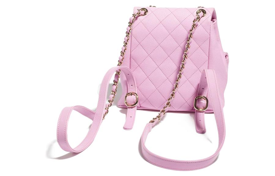 CHANEL Розовый женский рюкзак из зерненой телячьей кожи — фото 3