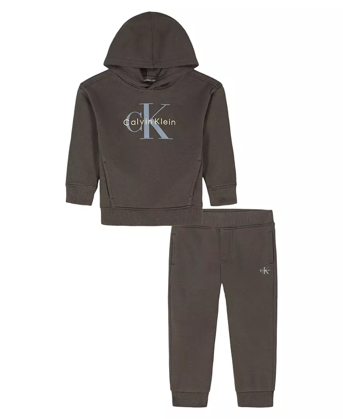 

Мальчики 2T-7 комплект из 2 предметов худи и брюки Calvin Klein, коричневый