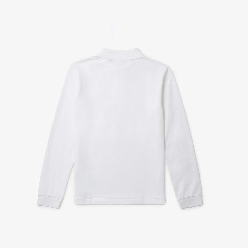Детская базовая рубашка поло с длинным рукавом, чёрная, от Lacoste — фото 2