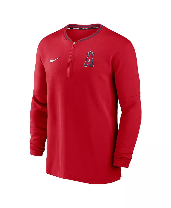 Мужская красная толстовка с полузастежкой Authentic Collection Performance Los Angeles Angels Nike — фото 3