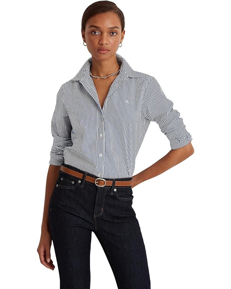 

Рубашка LAUREN Ralph Lauren Long Sleeve Button Front, цвет Blue/White