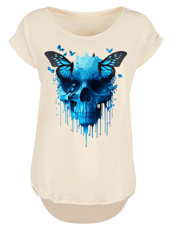 

Удлиненная футболка с черепом и бабочкой в цвете Белый песок F4NT4STIC