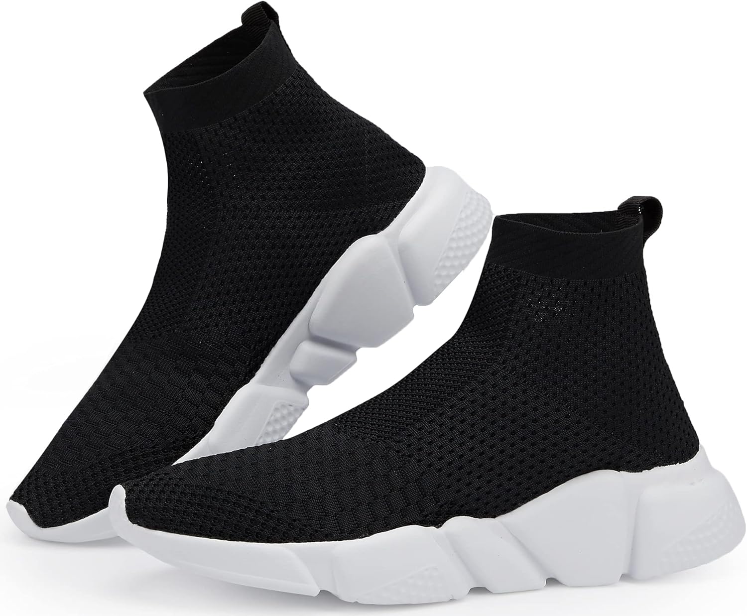 

Мужские кроссовки Santiro, легкие высокие спортивные туфли, дышащие вязаные беговые кроссовки, модные кроссовки для зала и спорта, черный