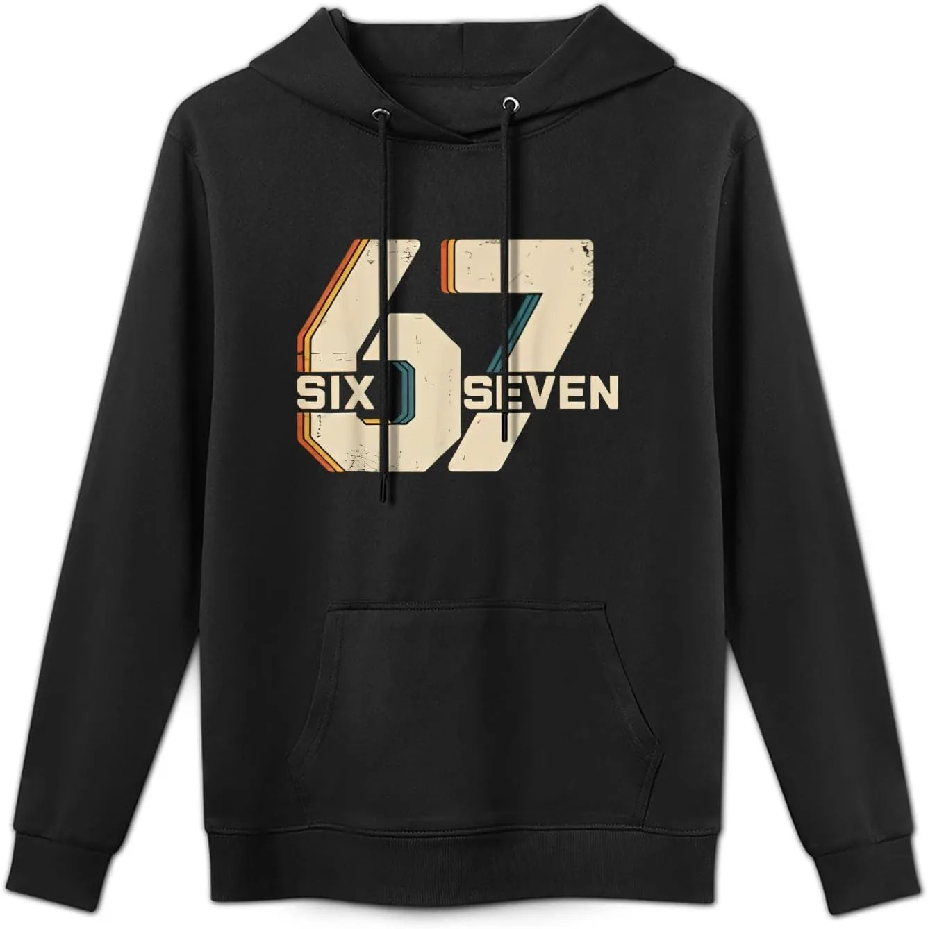 Толстовка с капюшоном Men Fun 67 Numbers, модная, мягкая, с длинными рукавами и карманом — фото 2