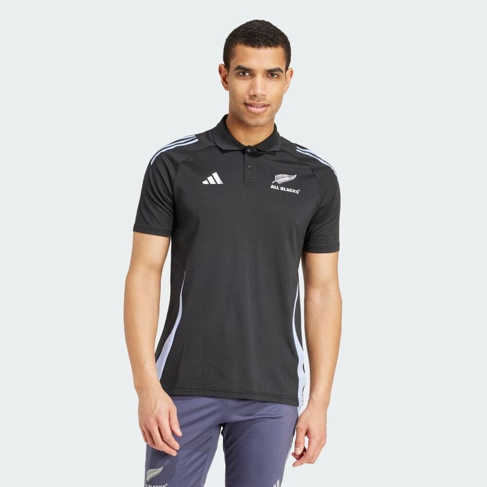 

Поло Adidas All Blacks Rugby Short Sleeve Polo Shirt, цвет All Black / Blue Spark