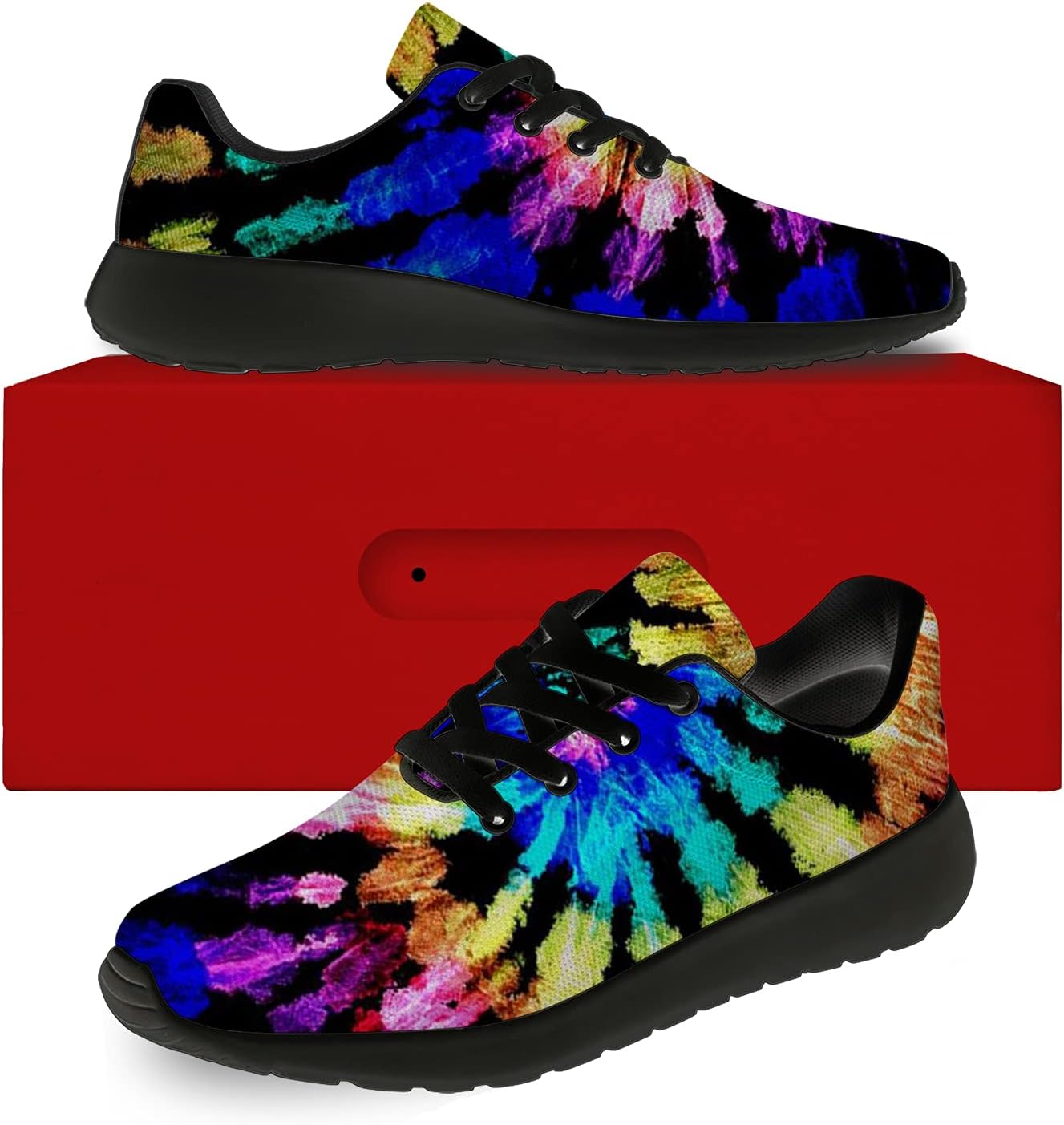 Кроссовки Horethy Tie Dye для женщин и мужчин, беговые кроссовки, женские и мужские прогулочные, теннисные кроссовки, удобные спортивные кроссовки для джоггинга, подарки, мультиколор — фото 2
