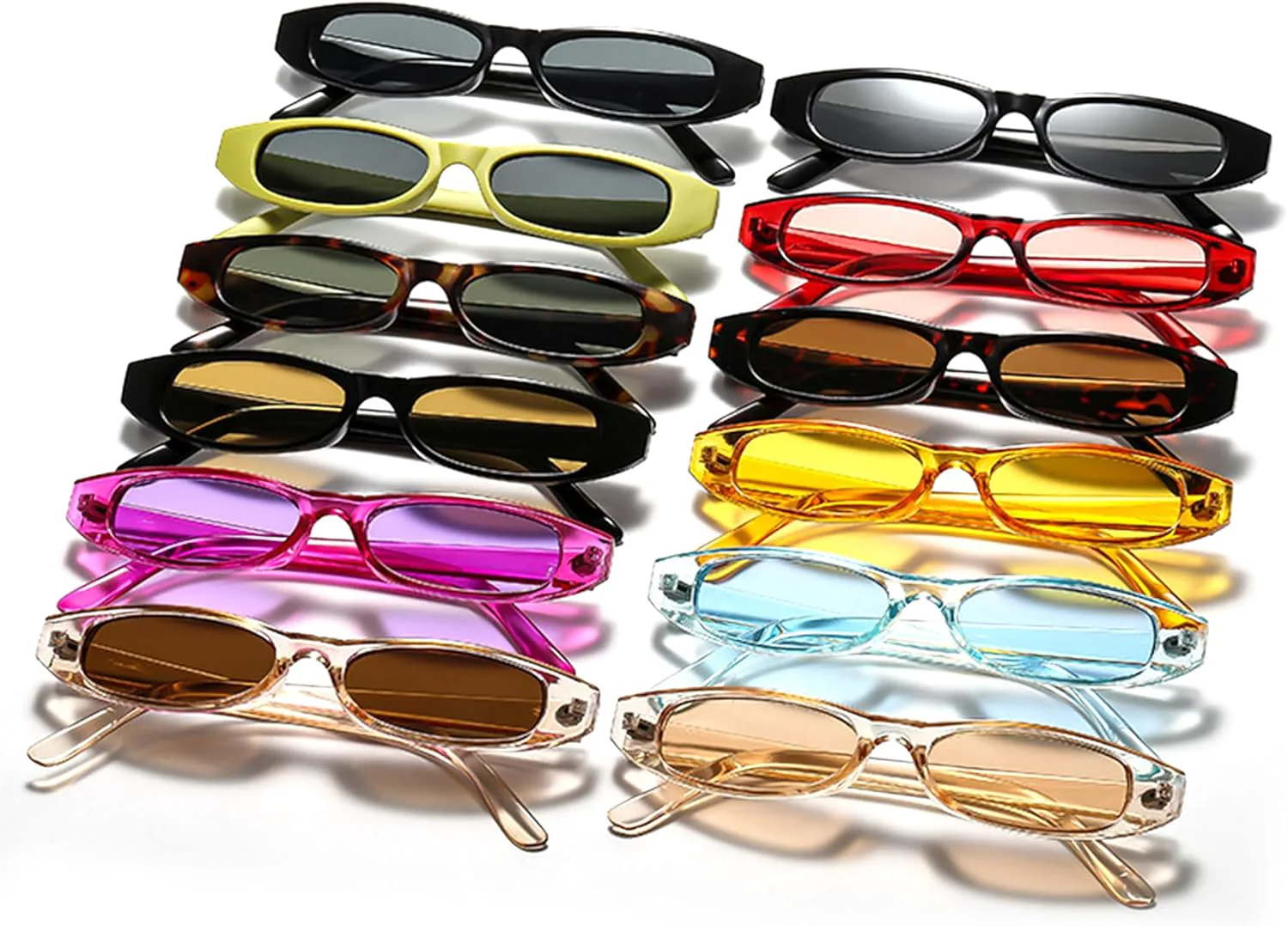 

Маленькие солнцезащитные очки Bullabulling в стиле Y2K, узкие прямоугольные, для женщин и мужчин, ретро, ​​80-х и 90-х, тонкие, с линзами конфетных цветов, Leopard