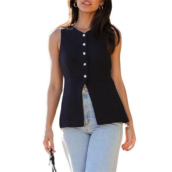 

Женский топ-жилет с V-образным вырезом без рукавов Clearflower