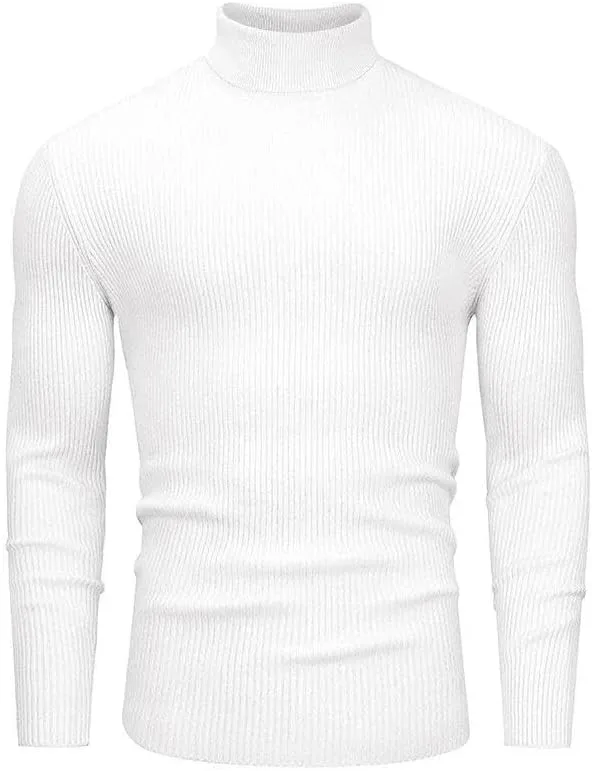 Мужской повседневный свитер-водолазка Slim Fit с длинным рукавом и полосатым узором — фото 3