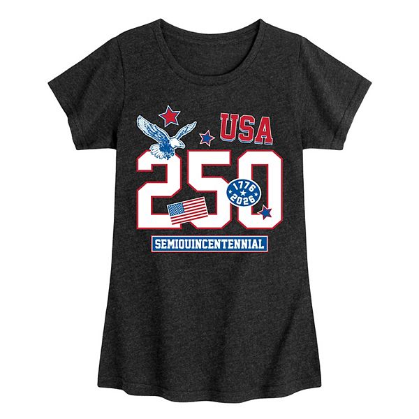 

Футболка с принтом 250 semiquincentennial icons для девочек 7-16 usa Licensed Character, Heather Black