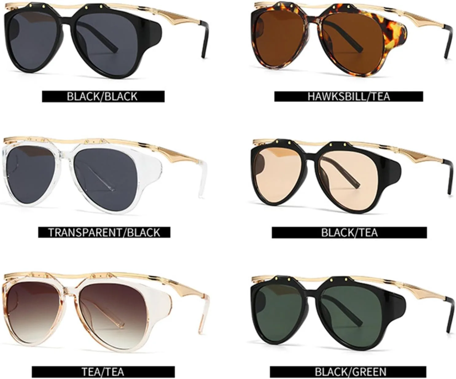 

Большие круглые панк-солнцезащитные очки для женщин, роскошные винтажные овальные металлические оправы, защита от УФ-излучения UV400 TOIPASTN, Silvergray