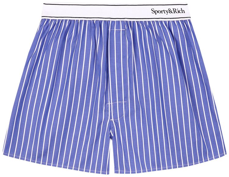 

Шорты Sporty & Rich Serif Logo Boxer Shorts 'Blue/White Stripe', синий
