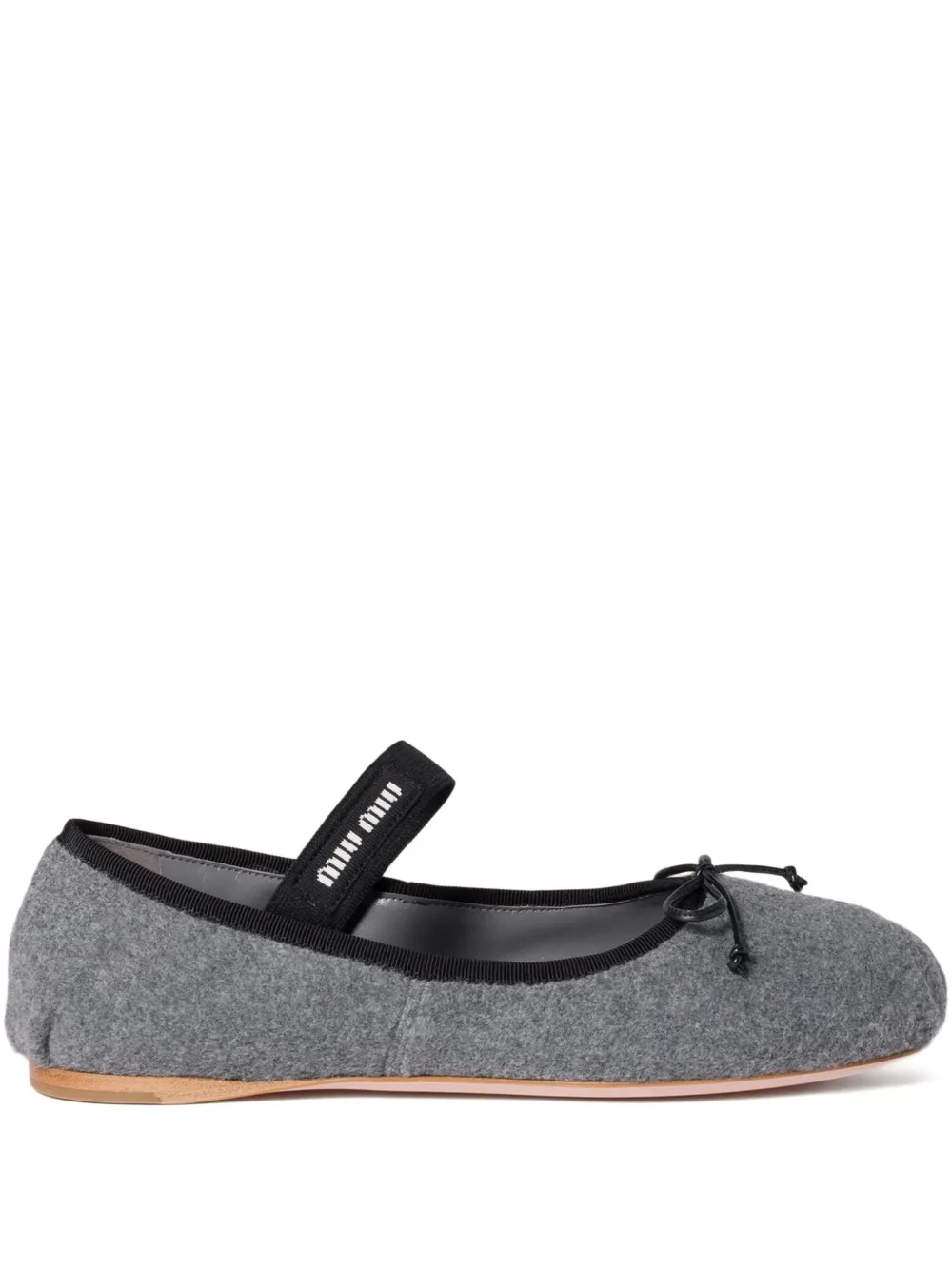 Балетки с бантом MIU MIU, серый