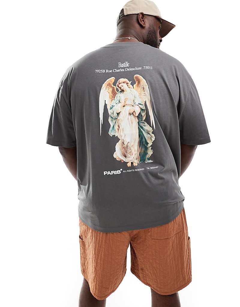

Футболка оверсайз антрацитового цвета с принтом Renaissance-Print am R ccken ASOS DESIGN