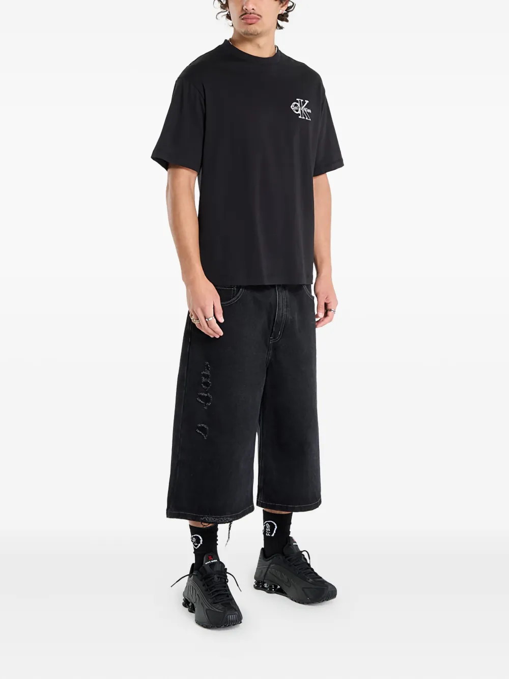 

Футболка с вышитым логотипом Calvin Klein, черный