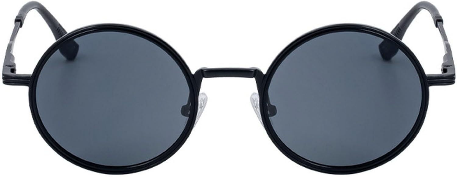 

Винтажные круглые солнцезащитные очки в маленькой оправе для мужчин, модель 2025, роскошные классические металлические панк-очки для женщин, очки для вождения mincl, Black