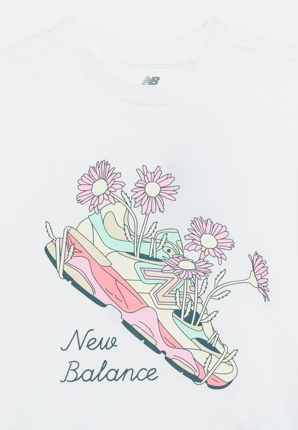 Футболка с цветочным принтом на обуви New Balance, Bright White — фото 4