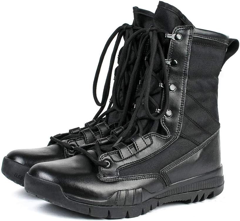 

Мужские боевые ботинки, уличные рабочие ходовые безопасные тактические ботинки высокие, военные джунгли тренировочные, черные, 43/UK 8.5/US 9 JLFZC