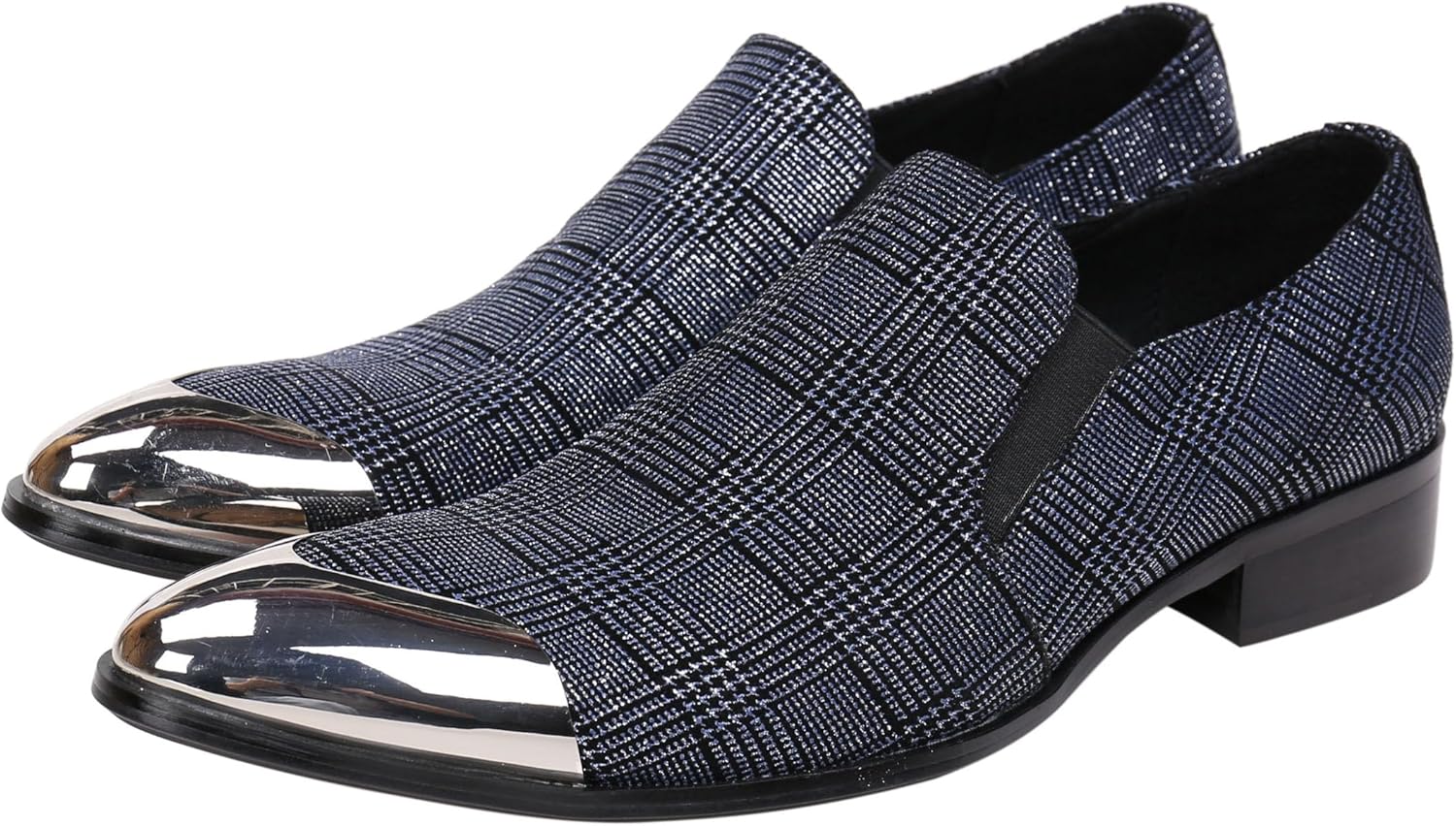 

Мужские лоферы Santimon с заостренным носком, из кожи, модные, с принтом и металлическим наконечником, стиль Western, Plaid