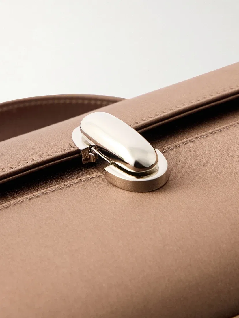 Сатчел из атласа Symmetry Pochette Savette, коричневый — фото 4