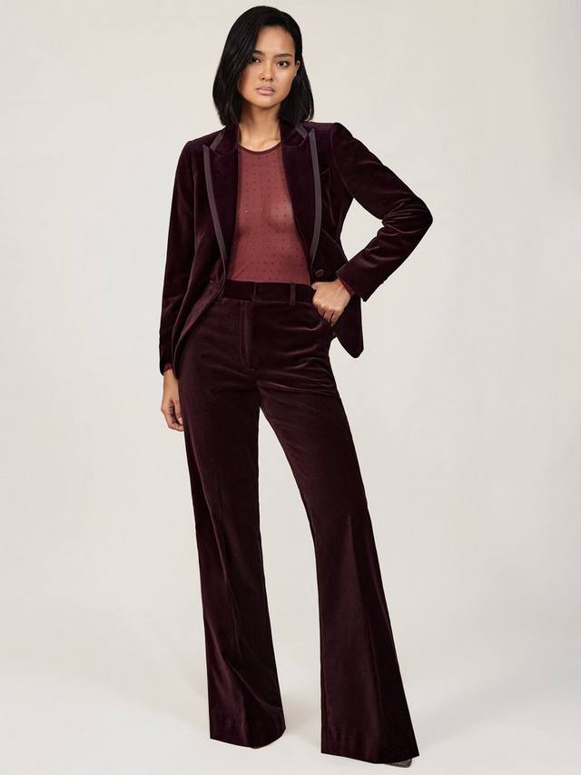 

Узкие брюки-клеш Elia из бархата Petite Reiss, Burgundy