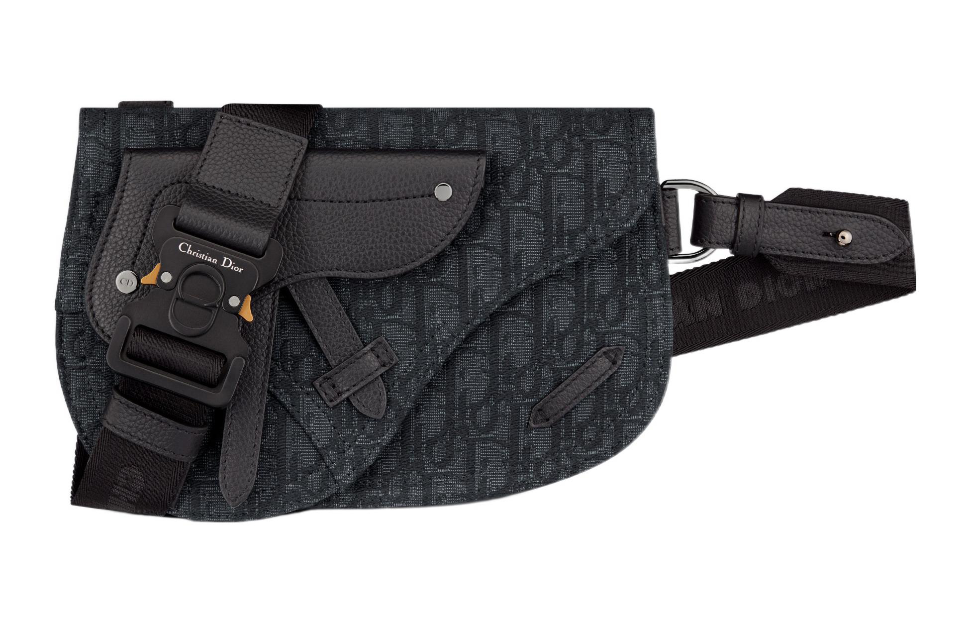 

DIOR Жаккардовая холщовая поясная сумка через плечо кроссбоди мужская черная