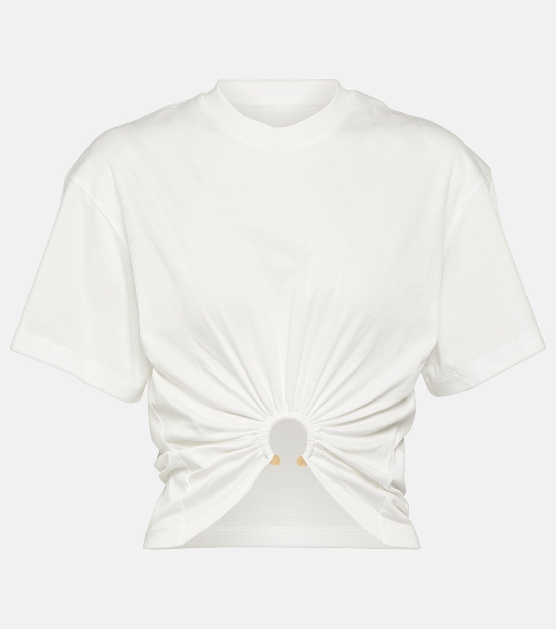 

Укороченный топ из хлопкового джерси с украшением PACO RABANNE, белый