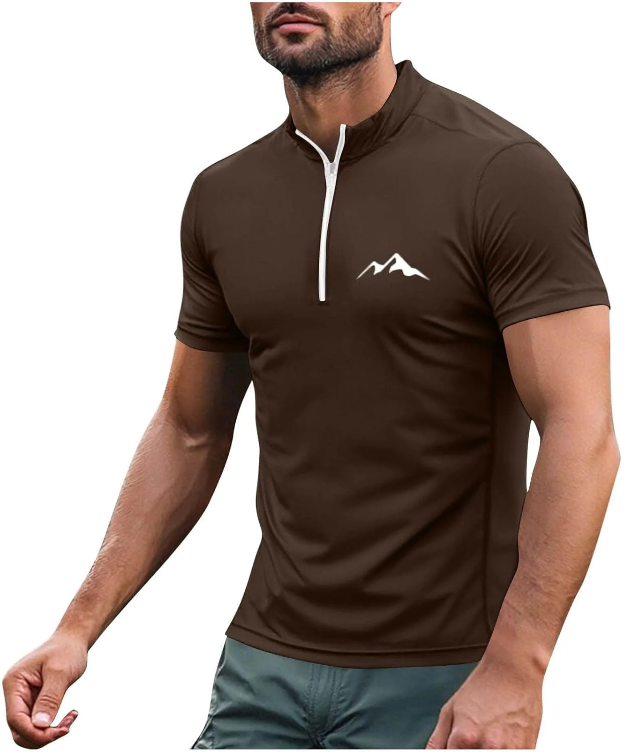 Мужская футболка Quarter Zip с коротким рукавом для бега и тренировок — фото 4