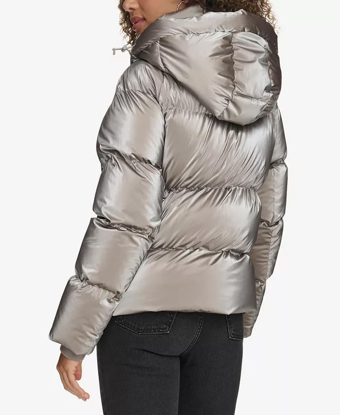 Женская стеганая куртка с капюшоном Puffer Levi's, серебряный — фото 3