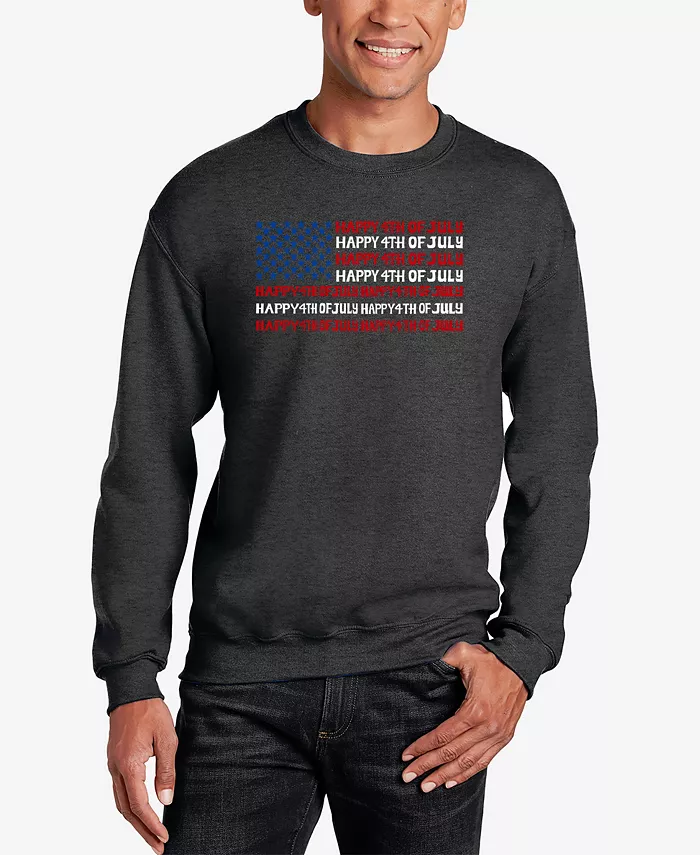 

Мужской свитшот с принтом Happy 4th of July Word Art LA Pop Art, серый